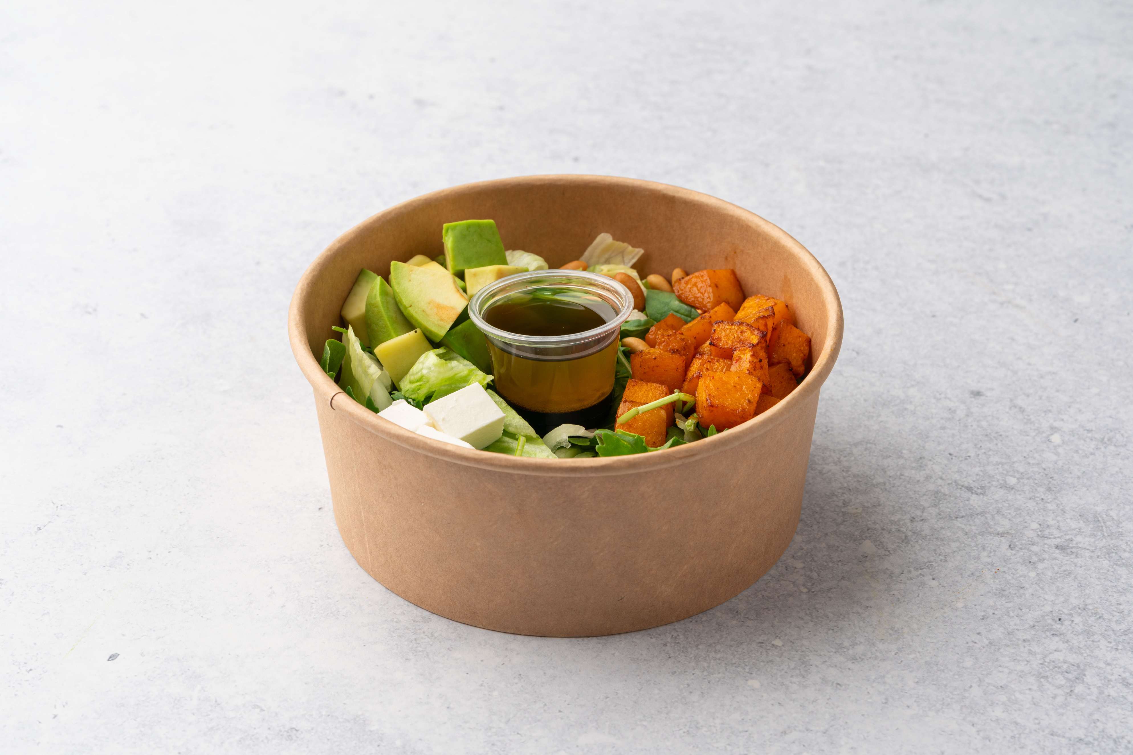 Pumpkin Avocado Feta Salad With Pine Nuts